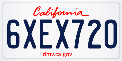 CA license plate 6XEX720
