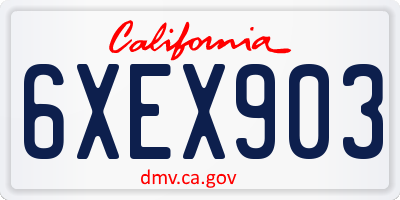 CA license plate 6XEX903