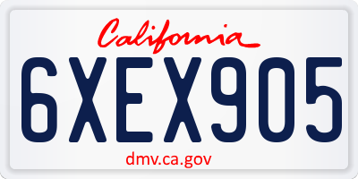 CA license plate 6XEX905