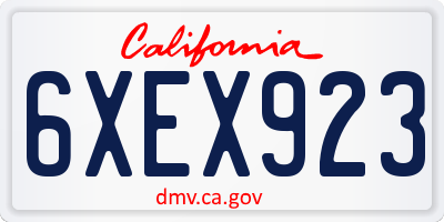 CA license plate 6XEX923