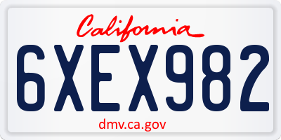 CA license plate 6XEX982