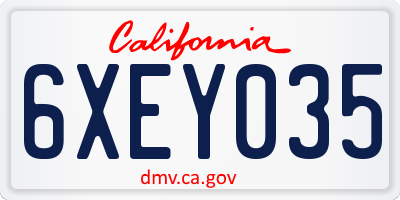 CA license plate 6XEY035