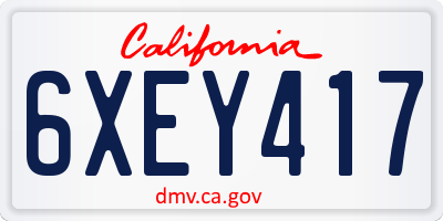 CA license plate 6XEY417