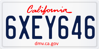 CA license plate 6XEY646