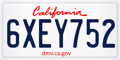 CA license plate 6XEY752