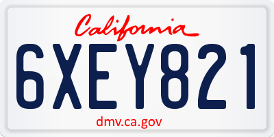 CA license plate 6XEY821