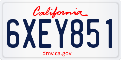 CA license plate 6XEY851