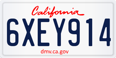 CA license plate 6XEY914