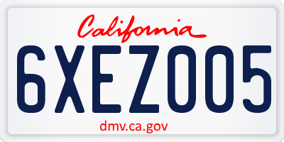 CA license plate 6XEZ005