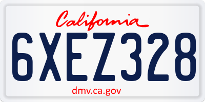 CA license plate 6XEZ328