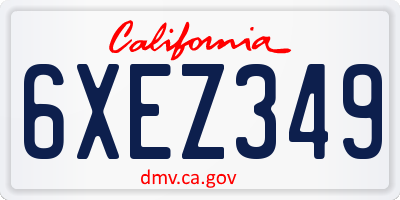 CA license plate 6XEZ349