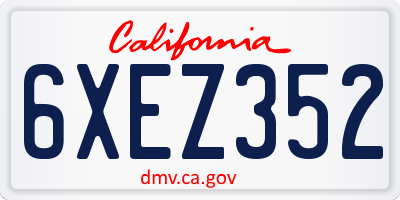 CA license plate 6XEZ352