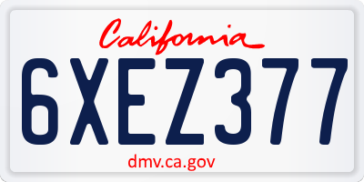CA license plate 6XEZ377