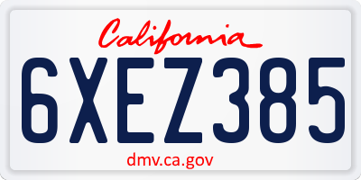 CA license plate 6XEZ385