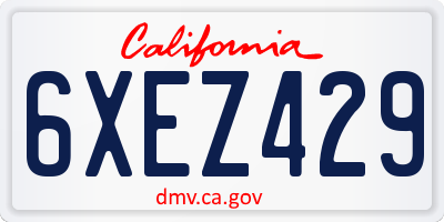 CA license plate 6XEZ429