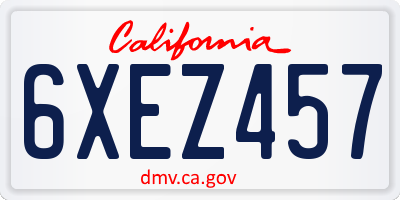 CA license plate 6XEZ457