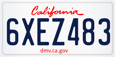 CA license plate 6XEZ483