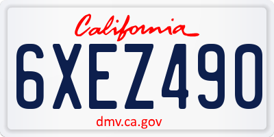 CA license plate 6XEZ490