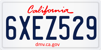 CA license plate 6XEZ529