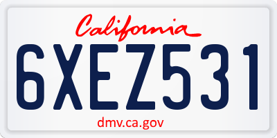 CA license plate 6XEZ531