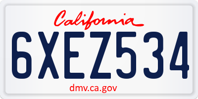 CA license plate 6XEZ534
