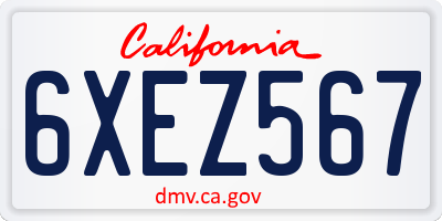 CA license plate 6XEZ567
