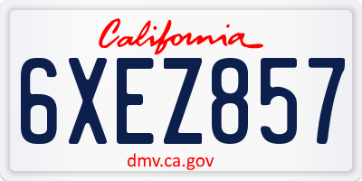 CA license plate 6XEZ857