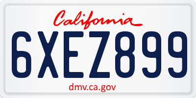 CA license plate 6XEZ899