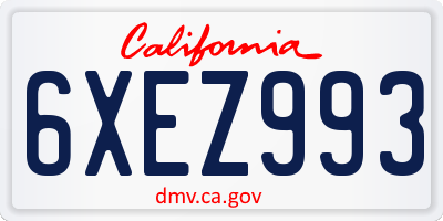 CA license plate 6XEZ993