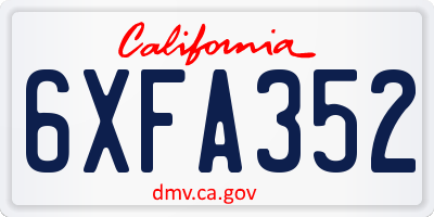 CA license plate 6XFA352