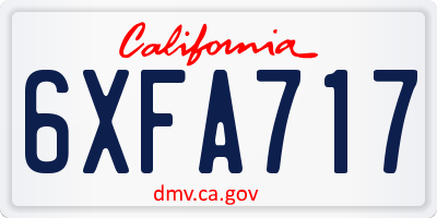CA license plate 6XFA717