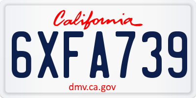 CA license plate 6XFA739