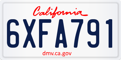 CA license plate 6XFA791