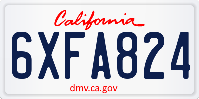 CA license plate 6XFA824