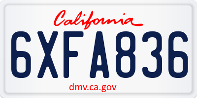 CA license plate 6XFA836