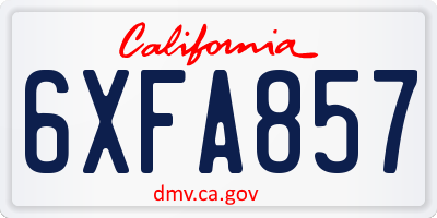 CA license plate 6XFA857