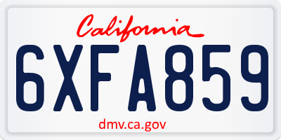CA license plate 6XFA859