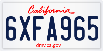CA license plate 6XFA965