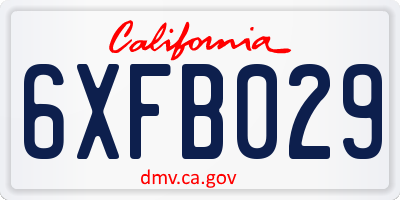 CA license plate 6XFB029