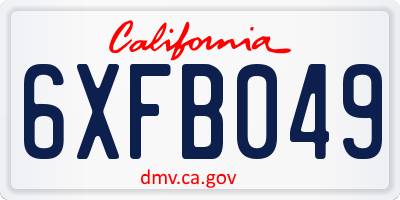 CA license plate 6XFB049