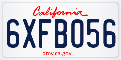 CA license plate 6XFB056