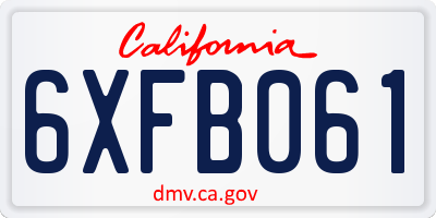 CA license plate 6XFB061