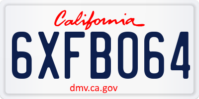 CA license plate 6XFB064