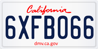 CA license plate 6XFB066