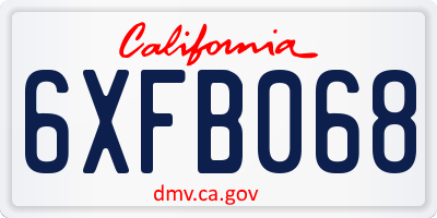 CA license plate 6XFB068