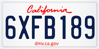 CA license plate 6XFB189