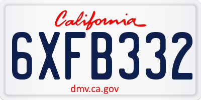 CA license plate 6XFB332
