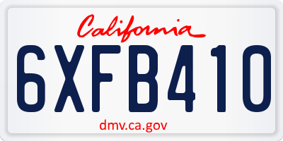CA license plate 6XFB410