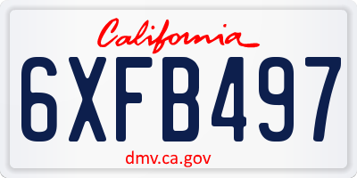 CA license plate 6XFB497