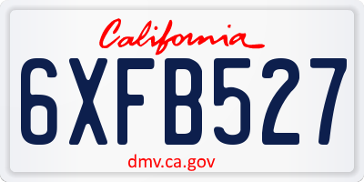 CA license plate 6XFB527